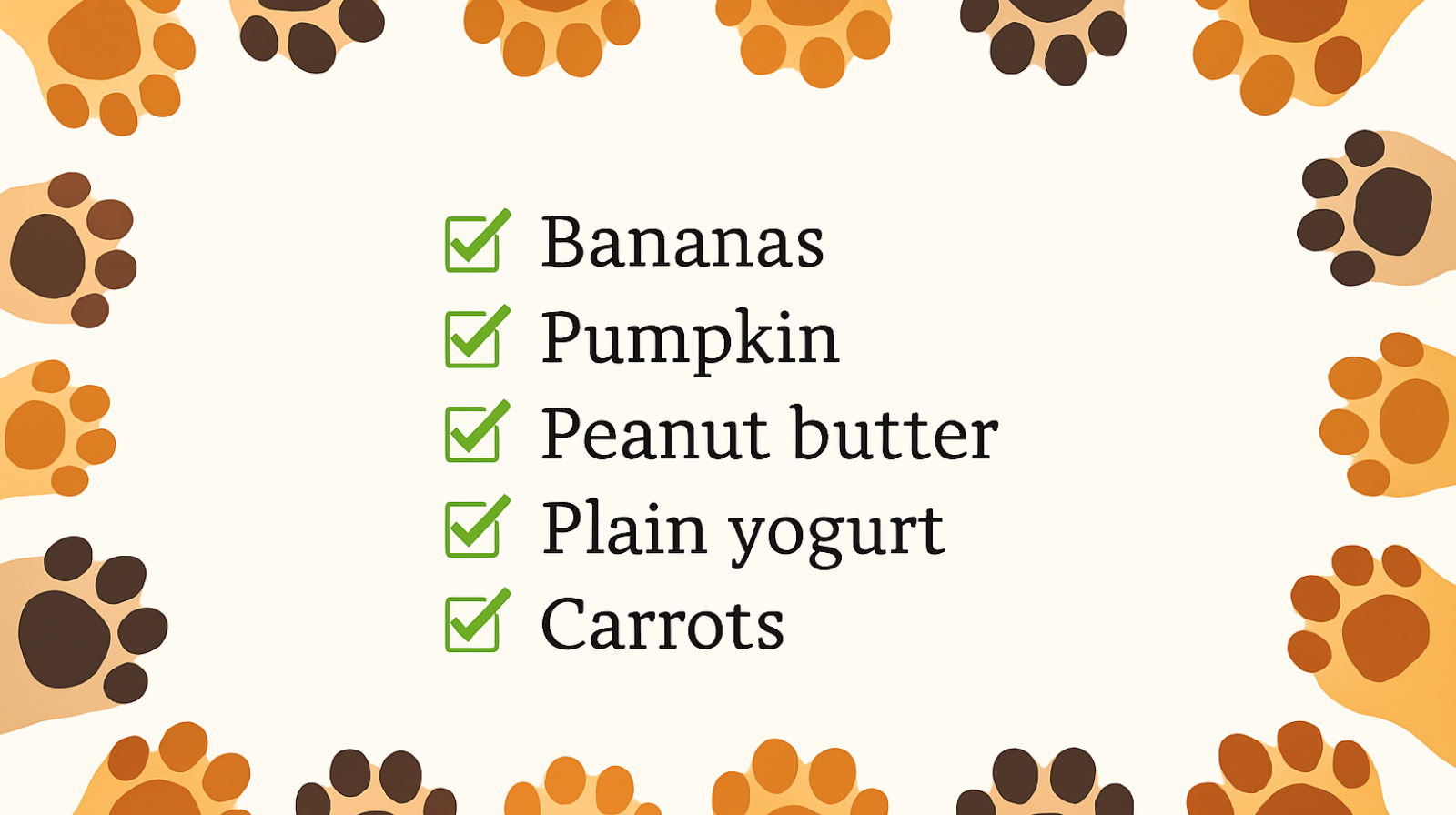 Dog safe foods like banana pumpkin and blueberries