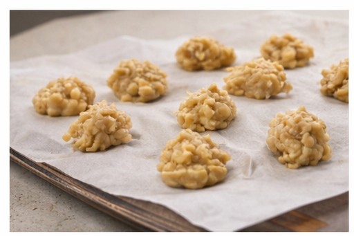 Peanut butter banana bites on parchment paper