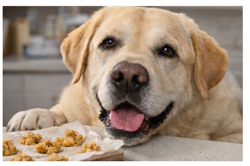 Todd waiting patiently for pumpkin treats