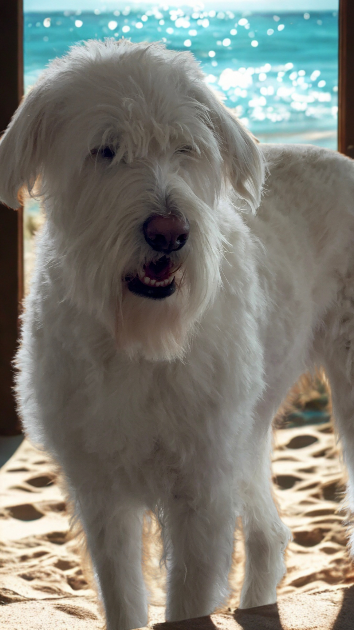 Dog whining looking dramatic